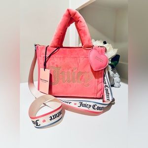 Juicy Couture Big Spender Mini Tote Purse Velour Pink Lemonade